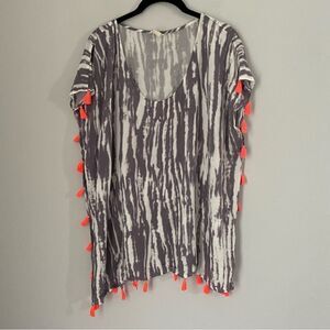 Surf Gypsy Women’s V Neck Tassel Detail Tie Dye Swim Cover Up size M
